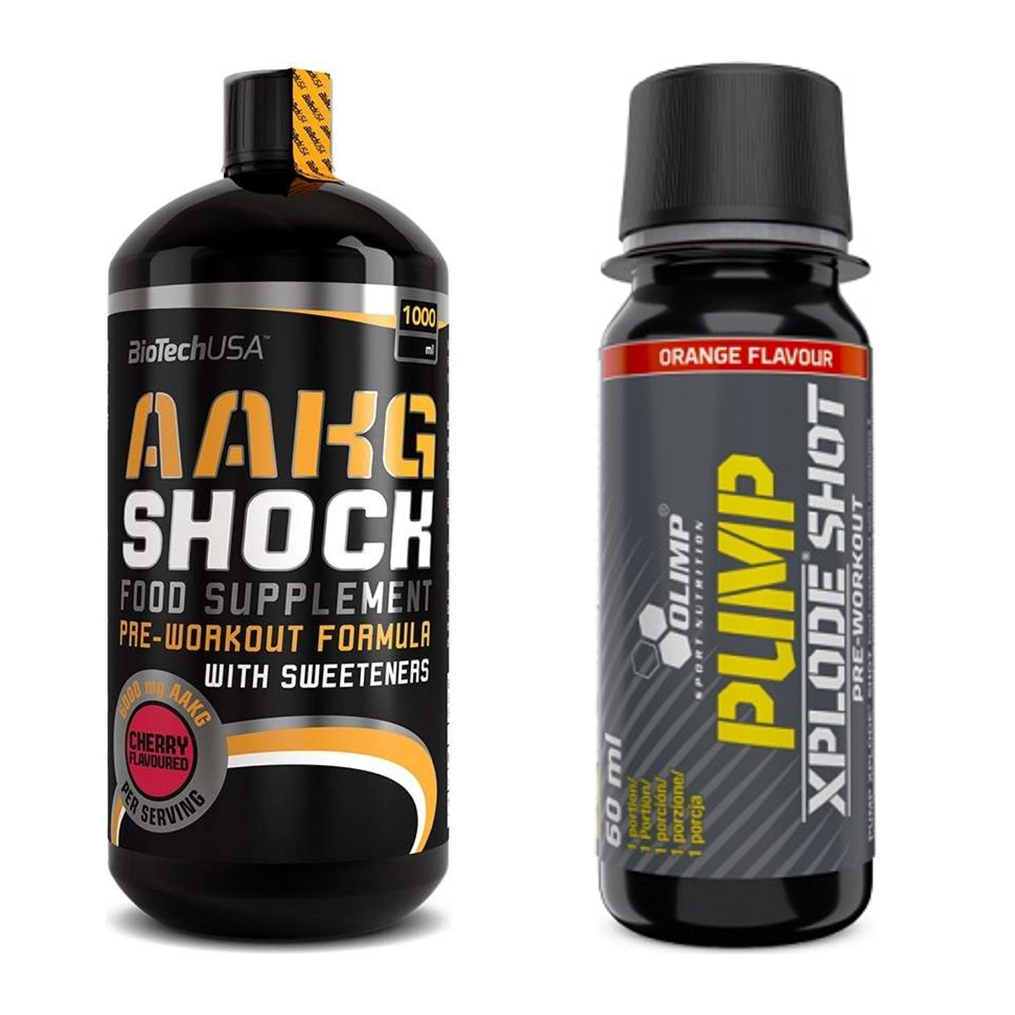 Pump-Set: BioTech AAKG Shock Extreme + Olimp Pump Xplode Shot – alle enthaltenen Artikel