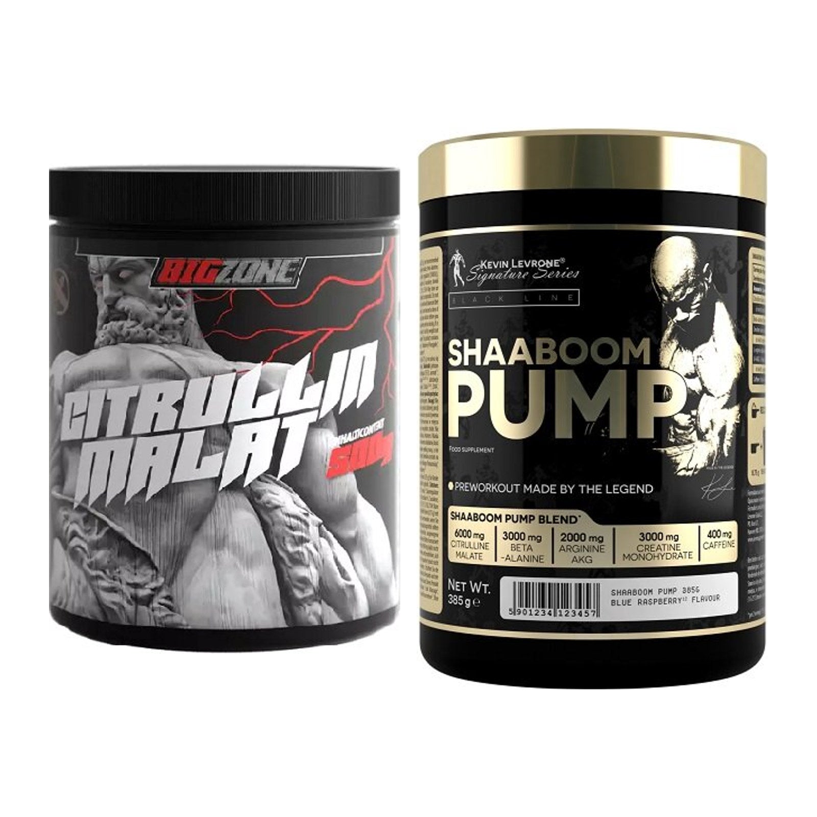 Pump-Set: Big Zone Citrullin Malat + Kevin Levrone Shaaboom Pump 385g – alle enthaltenen Artikel