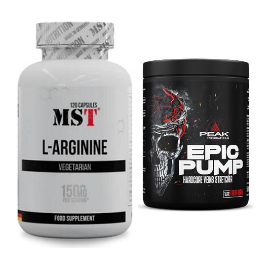 Pump-Set: MST L-Arginine 120 Kaps. + Peak EPIC Pump – alle enthaltenen Artikel