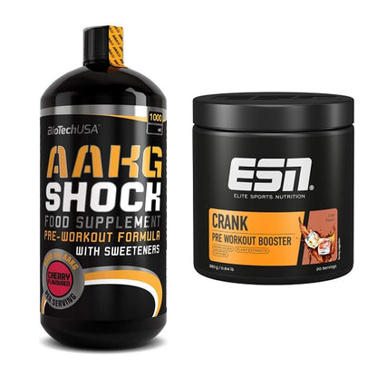 Pump-Set: BioTech AAKG Shock Extreme + ESN Crank Booster – alle enthaltenen Artikel