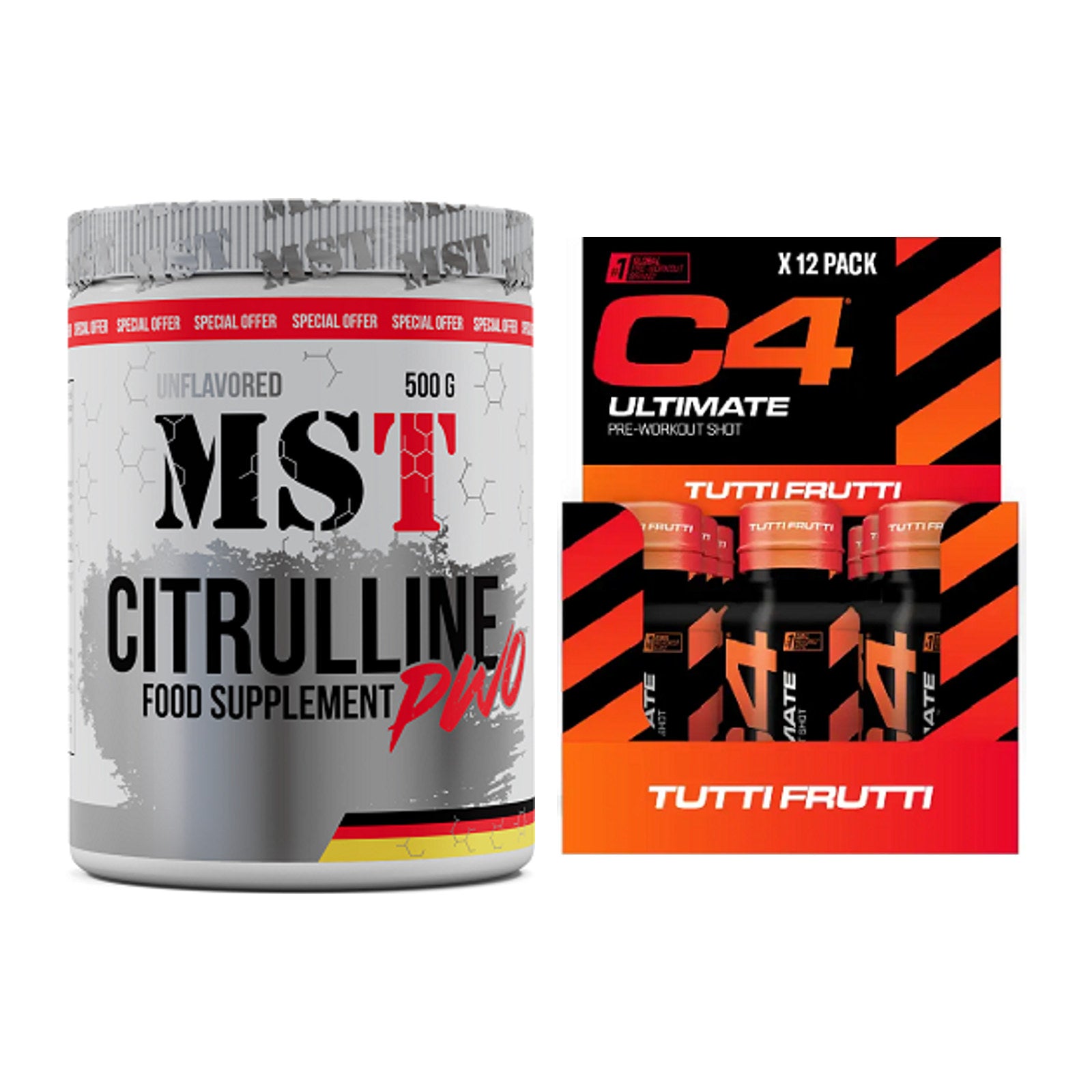 Pump-Set: MST Citrulline Malat 500g + Cellucor C4 Ultimate Pre-Workout – alle enthaltenen Artikel