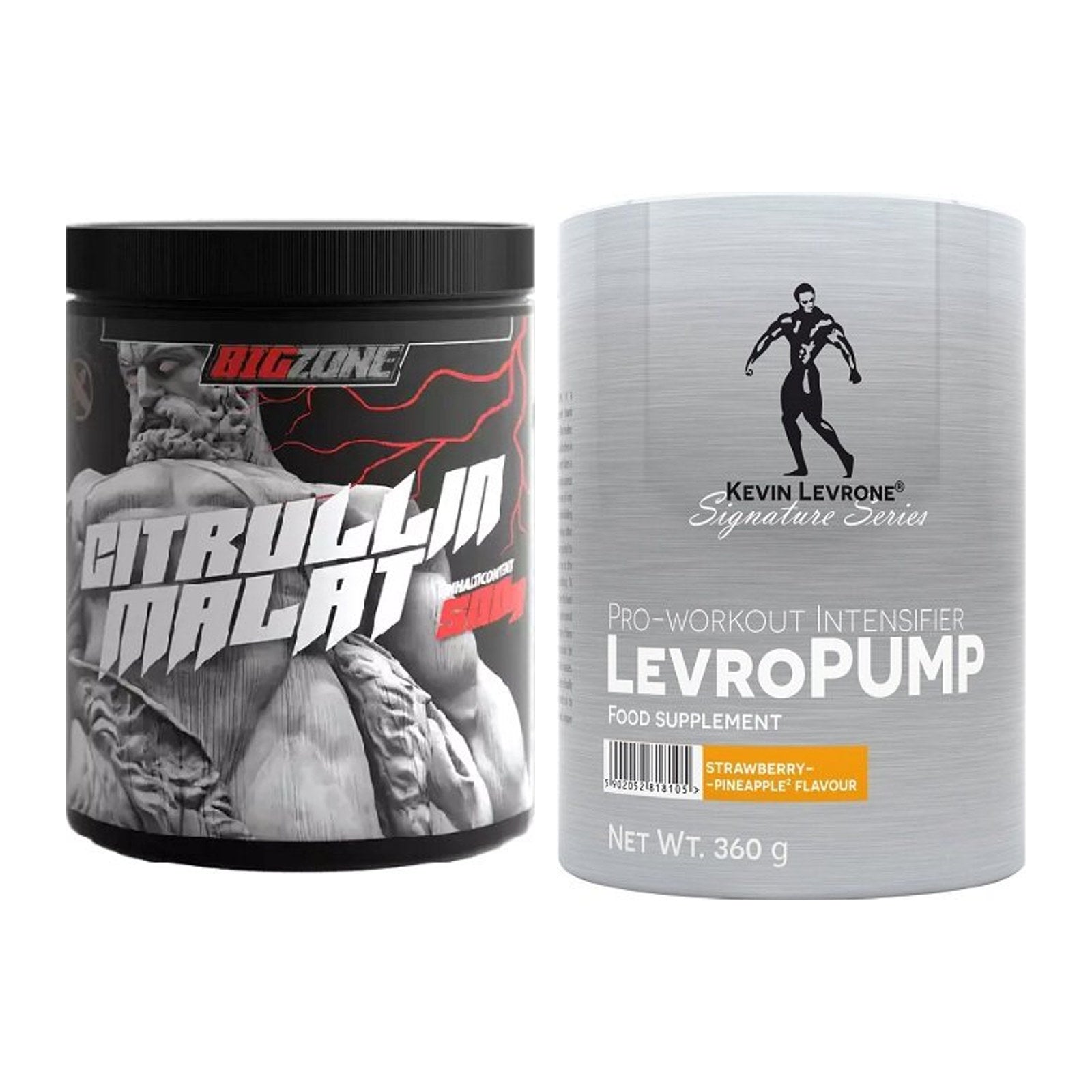 Pump-Set: Big Zone Citrullin Malat + Kevin Levrone Levro Pump 360g – alle enthaltenen Artikel