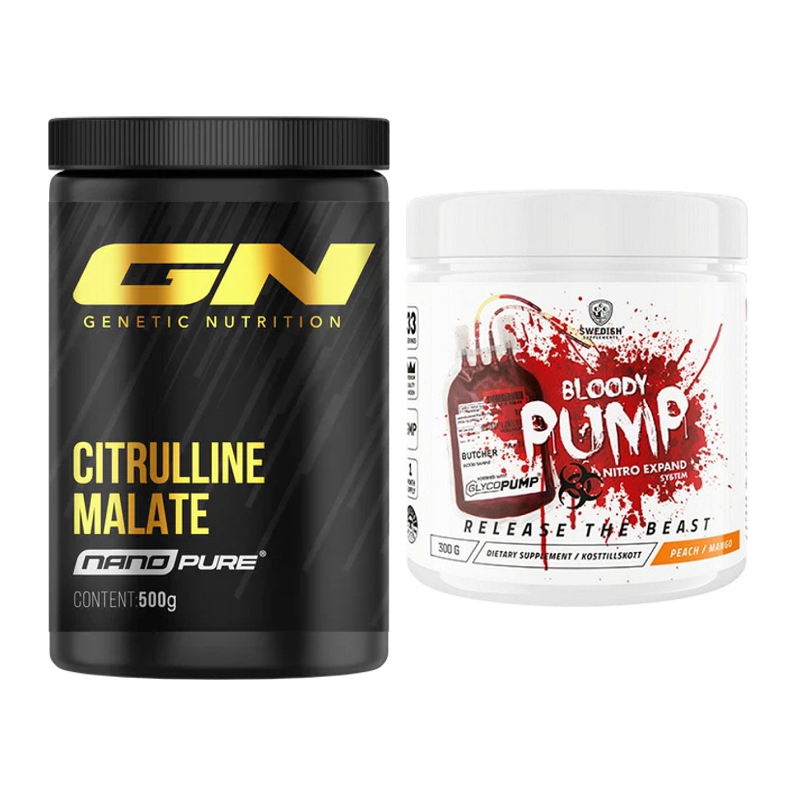 Pump-Set: GN Citrulline Malate + Swedish Supplements Bloody Pump – alle enthaltenen Artikel