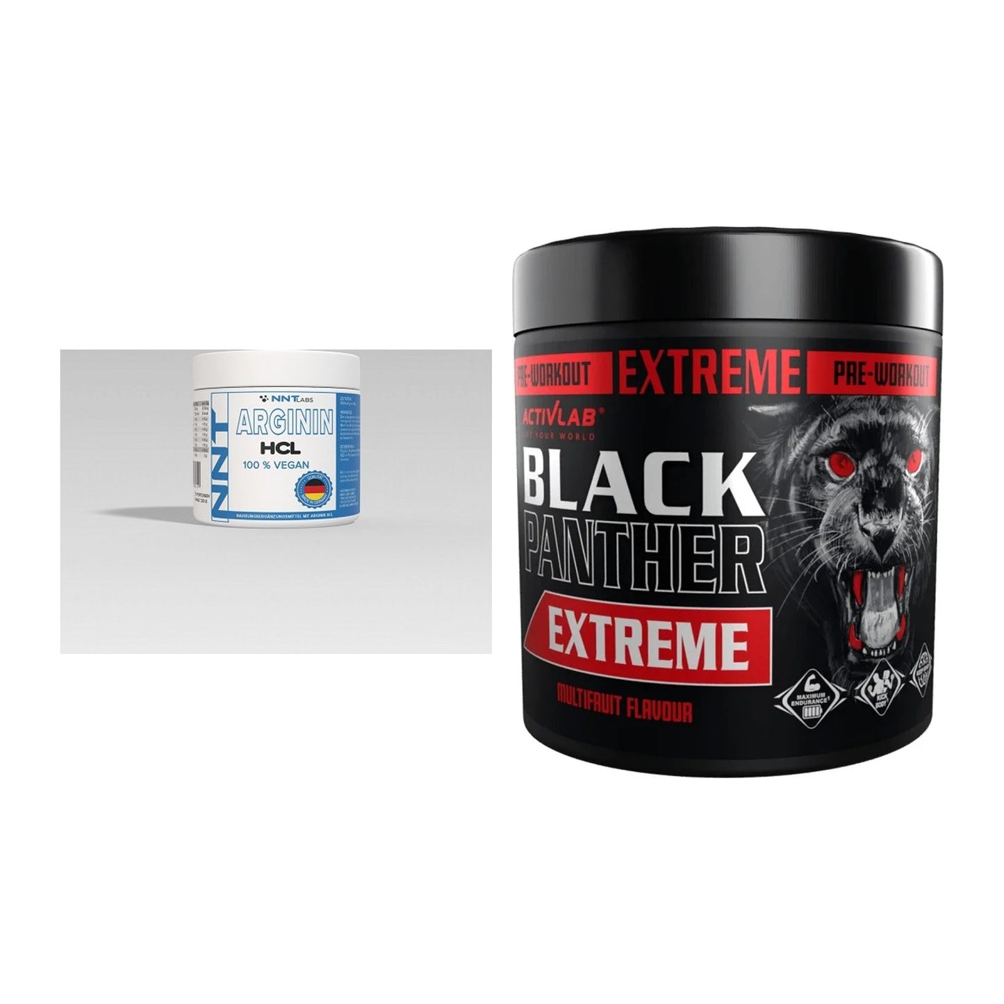 Pump-Set: NNT Arginin + Activlab Black Panther EXTREME – alle enthaltenen Artikel