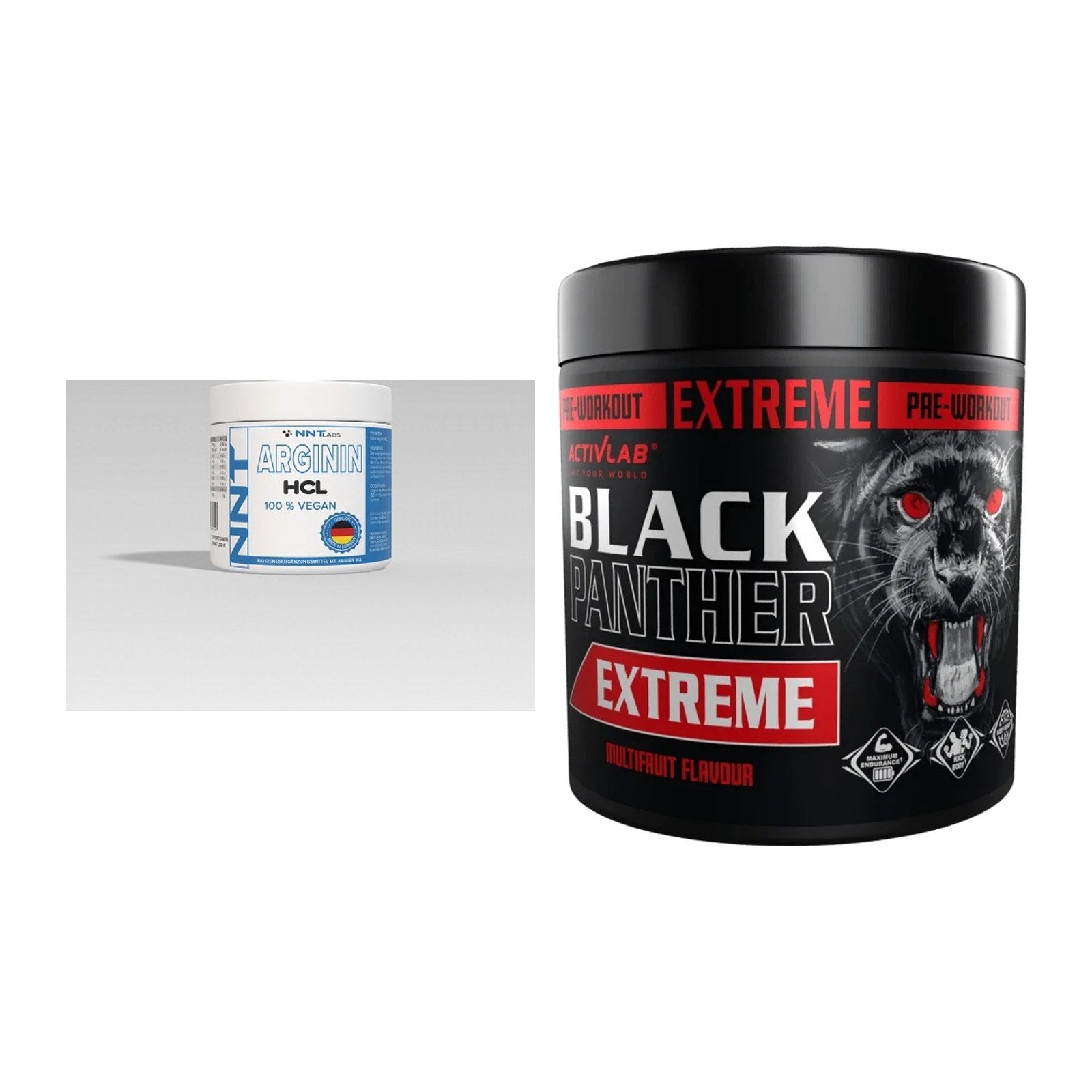 Pump-Set: NNT Arginin + Activlab Black Panther EXTREME – alle enthaltenen Artikel
