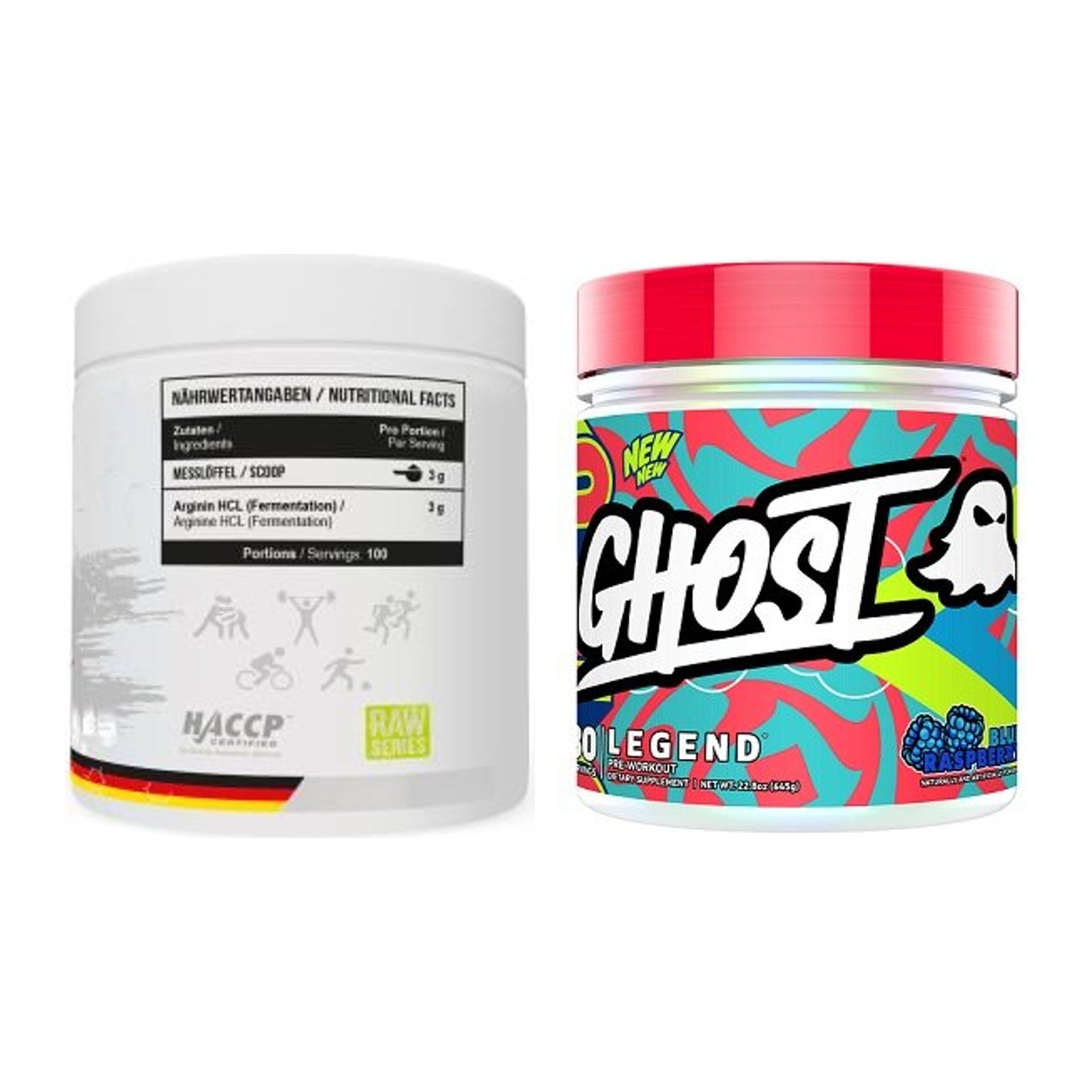Pump-Set: MST Arginine HCL + Ghost Legend V4 30 Serv. 645g – alle enthaltenen Artikel