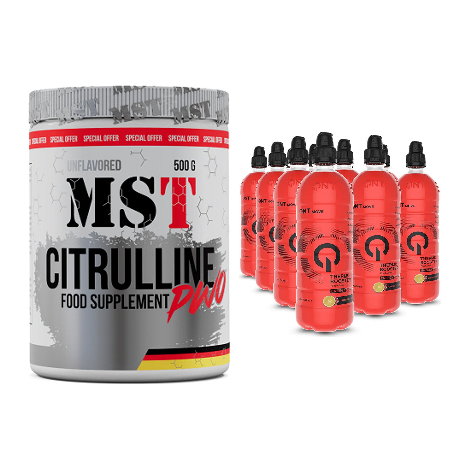 Pump-Set: MST Citrulline Malat 500g + QNT Thermo Booster – alle enthaltenen Artikel