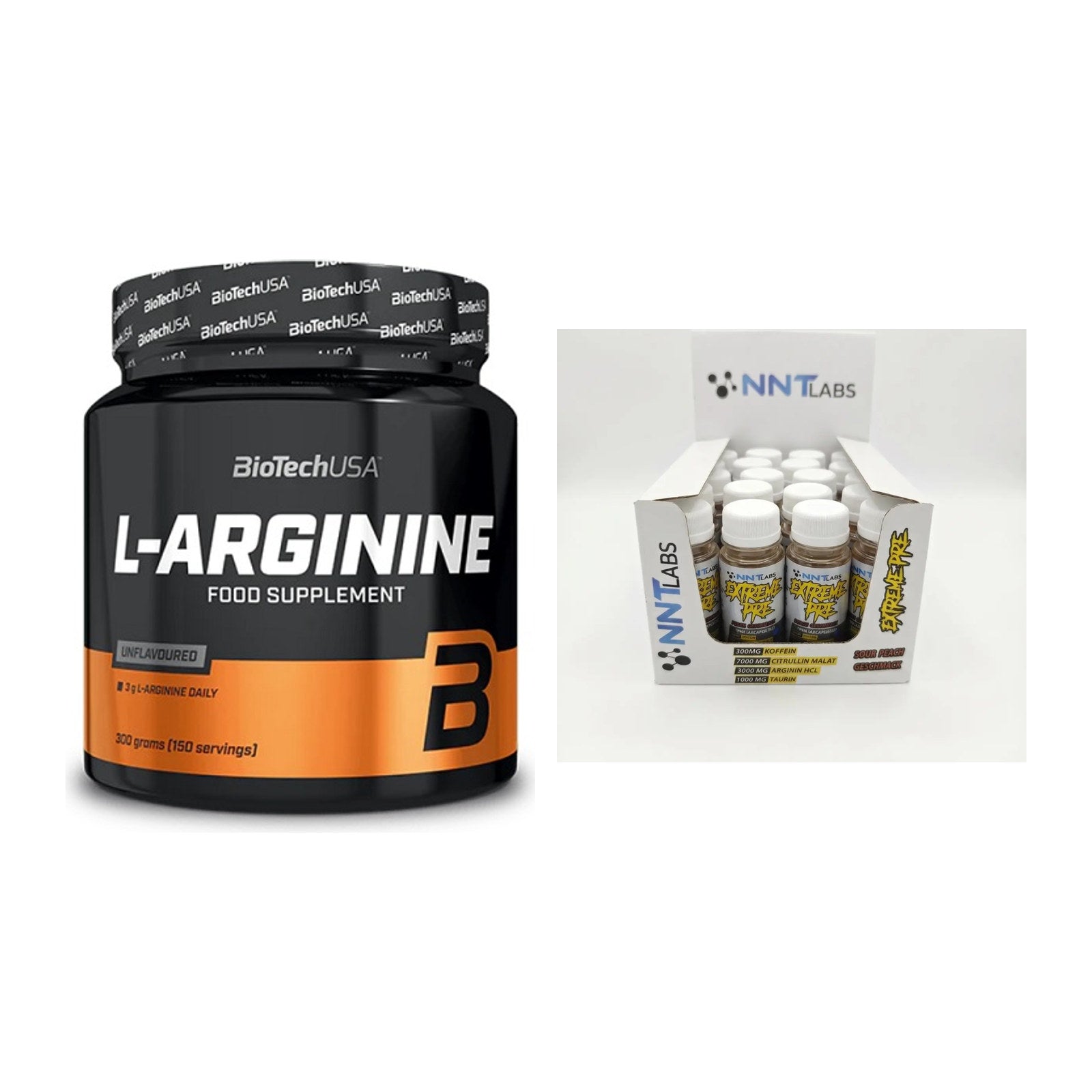 Pump-Set: BioTech L-Arginin + NNT Extreme Pre-Workout Shot – alle enthaltenen Artikel