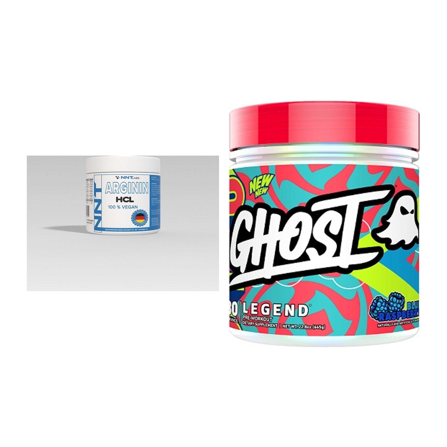 Pump-Set: NNT Arginin + Ghost Legend V4 30 Serv. – alle enthaltenen Artikel
