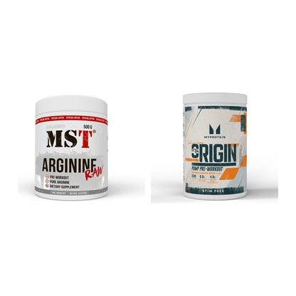 Pump-Set: MST Arginine RAW + MyProtein Origin Pump Pre-Workout – alle enthaltenen Artikel