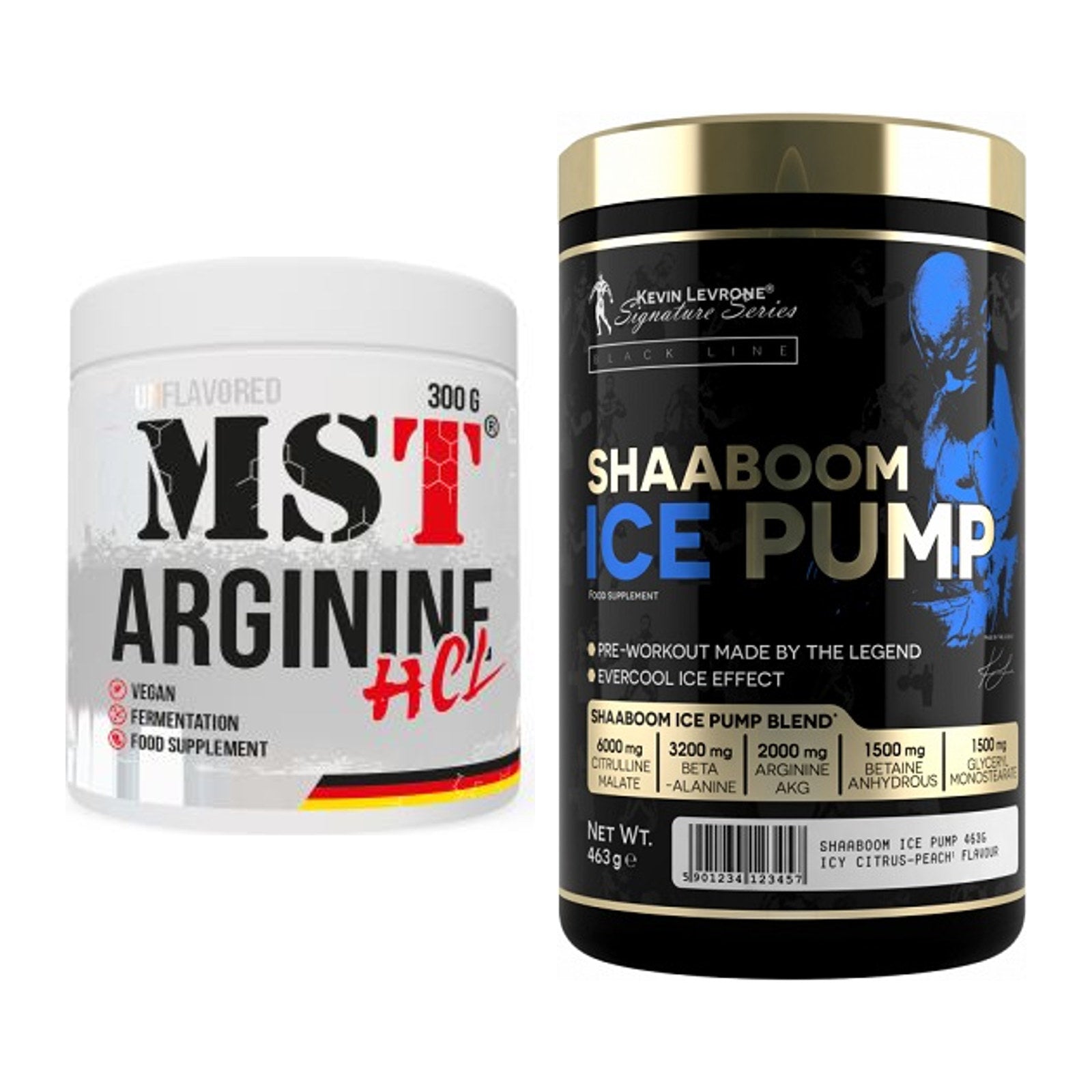 Pump-Set: MST Arginine HCL + Kevin Levrone Shaaboom Ice Pump – alle enthaltenen Artikel