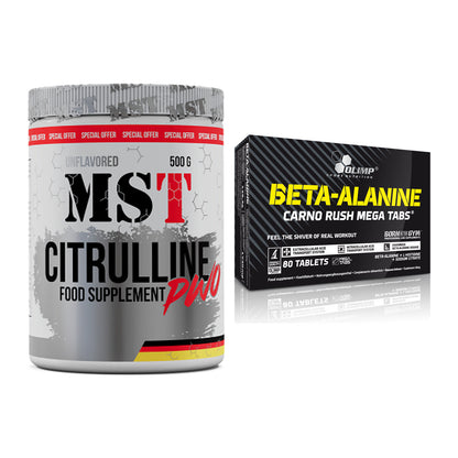 Pump-Set: MST Citrulline Malat 500g + Olimp Beta-Alanin Carno Rush – alle enthaltenen Artikel