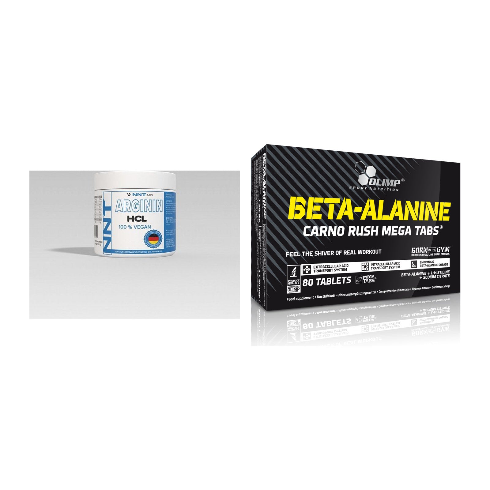 Pump-Set: NNT Arginin + Olimp Beta-Alanin Carno Rush – alle enthaltenen Artikel