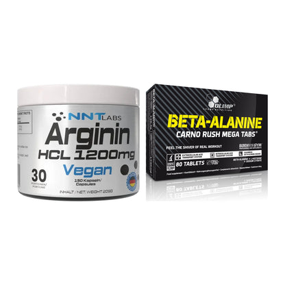 Pump-Set: NNT Arginin HCL 1200 mg + Olimp Beta-Alanin Carno Rush – alle enthaltenen Artikel