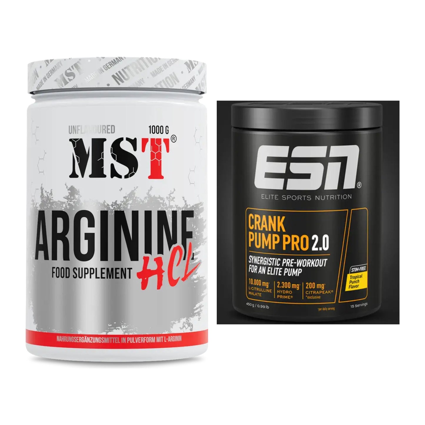 Pump-Set: MST Arginine HCL + ESN Crank Pump Pro 2.0 – alle enthaltenen Artikel
