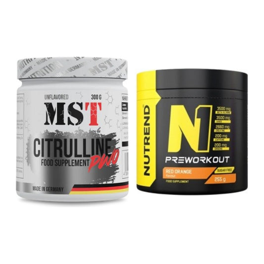 Pump-Set: MST Citrulline Malat 300g + Nutrend N1 Preworkout 255g NEU – alle enthaltenen Artikel