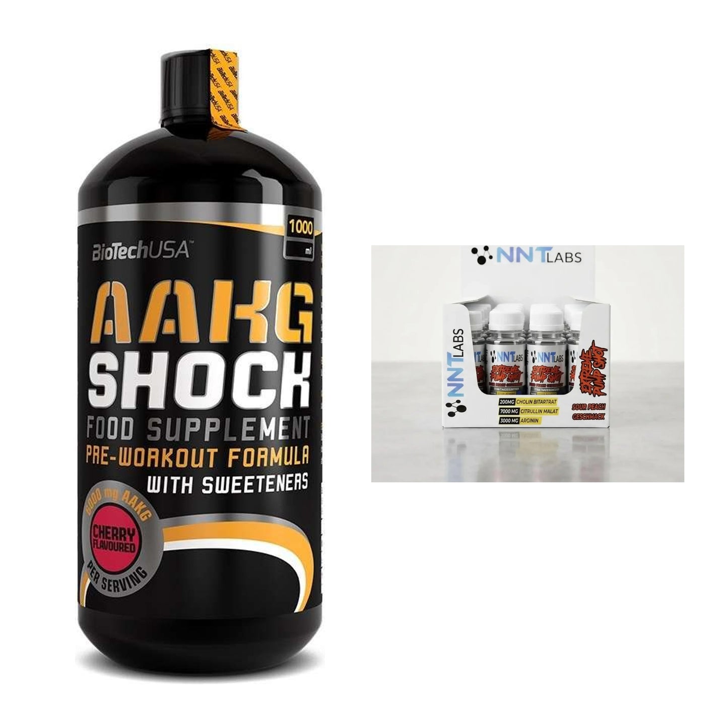 Pump-Set: BioTech AAKG Shock Extreme + NNT Extreme Pump Shot – alle enthaltenen Artikel
