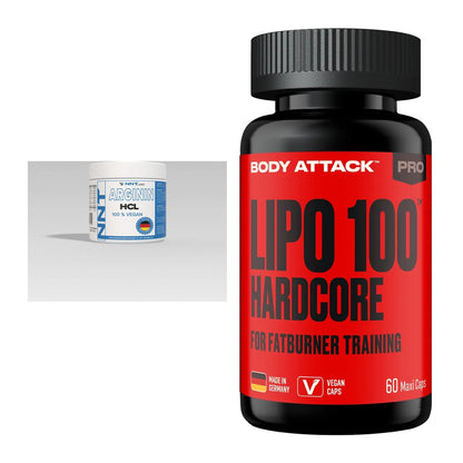 Pump-Set: NNT Arginin + Body Attack LIPO 100-HARDCORE – alle enthaltenen Artikel