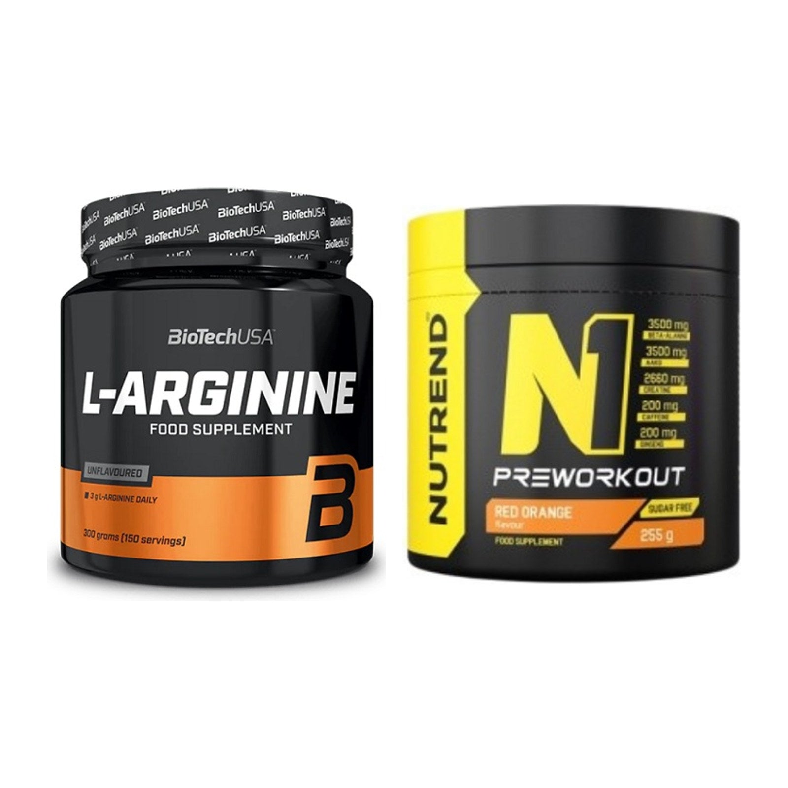 Pump-Set: BioTech L-Arginin + Nutrend N1 Preworkout 255g NEU – alle enthaltenen Artikel