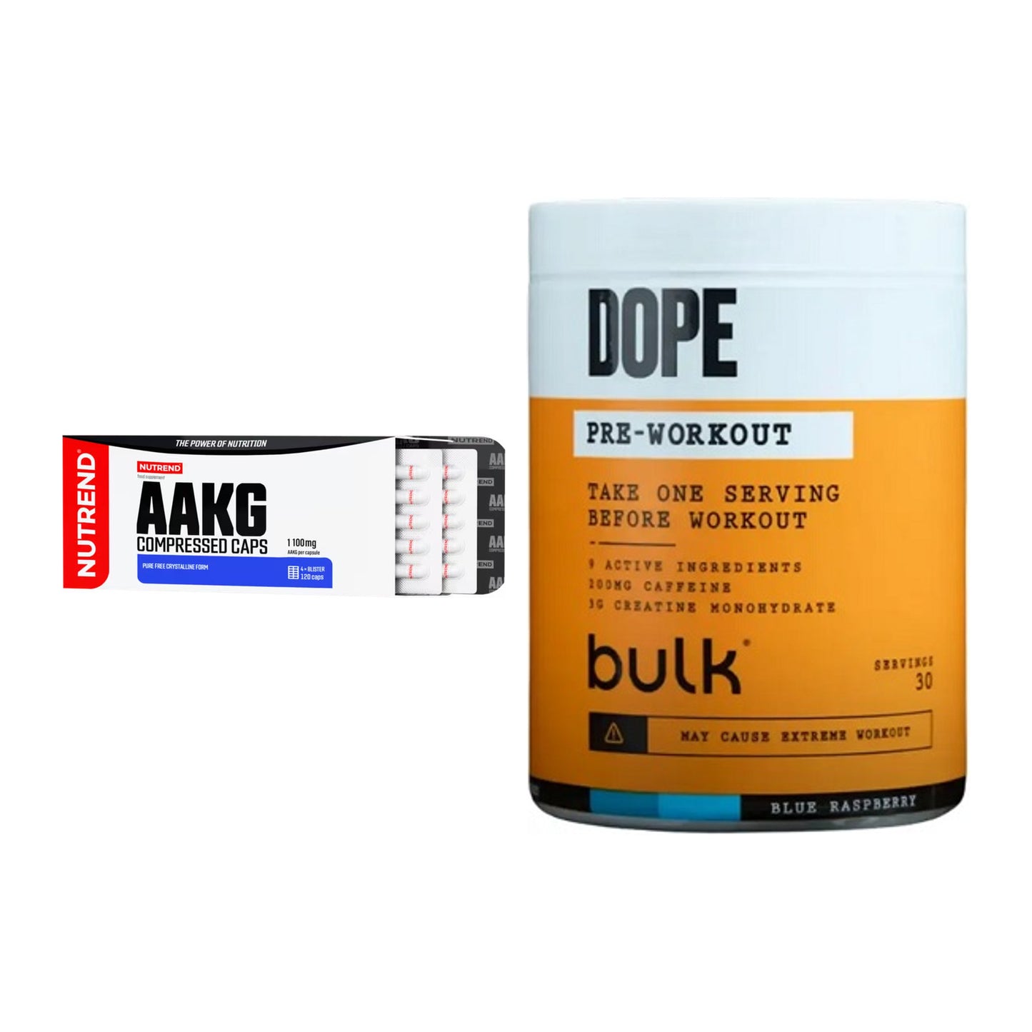 Pump-Set: Nutrend AAKG Compressed + Bulk Dope Pre-Workout 30 – alle enthaltenen Artikel