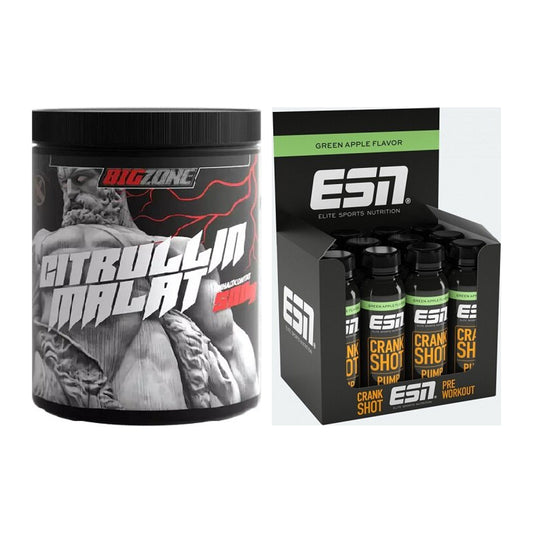 Pump-Set: Big Zone Citrullin Malat + ESN Crank Pump Shot 12x 95ml – alle enthaltenen Artikel