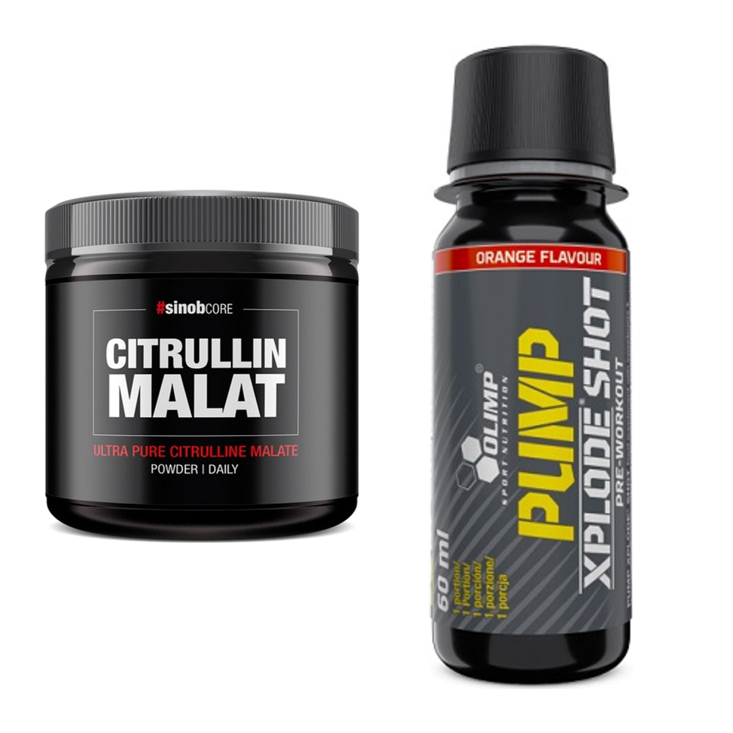 Pump-Set: Sinob Core L-Citrullin Malat + Olimp Pump Xplode Shot – alle enthaltenen Artikel