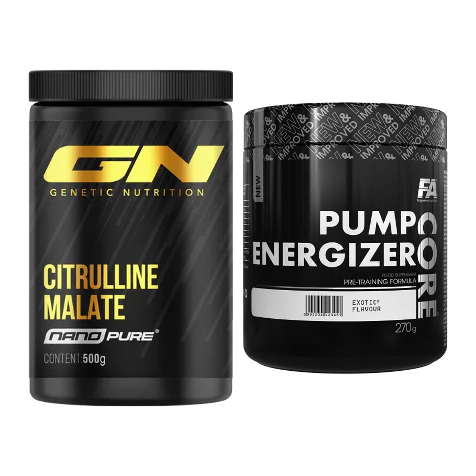 Pump-Set: GN Citrulline Malate + FA Nutrition Core Pump Energizer – alle enthaltenen Artikel