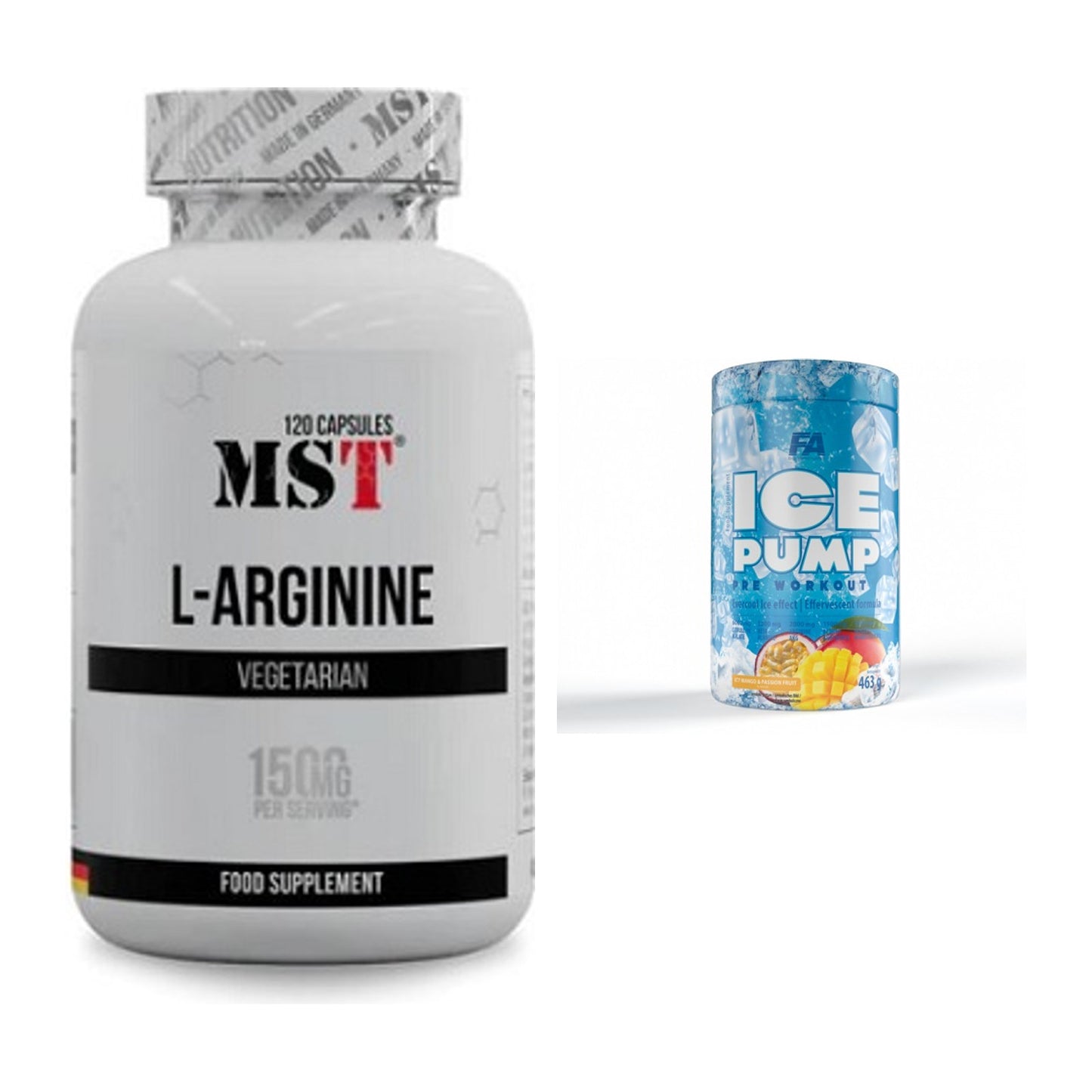 Pump-Set: MST L-Arginine 120 Kaps. + FA Nutrition ICE Pump Pre-Workout – alle enthaltenen Artikel