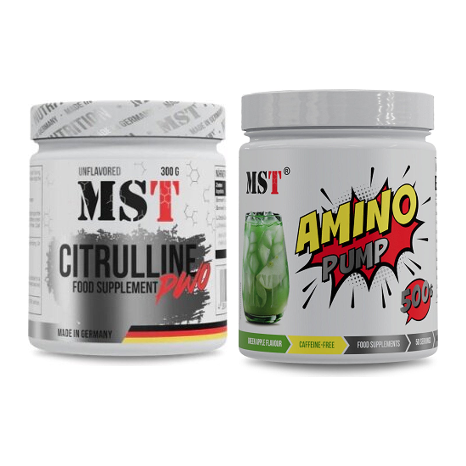MST Pump-Set: Citrulline Malat 300g + Amino Pump (flavoured) – alle enthaltenen Artikel