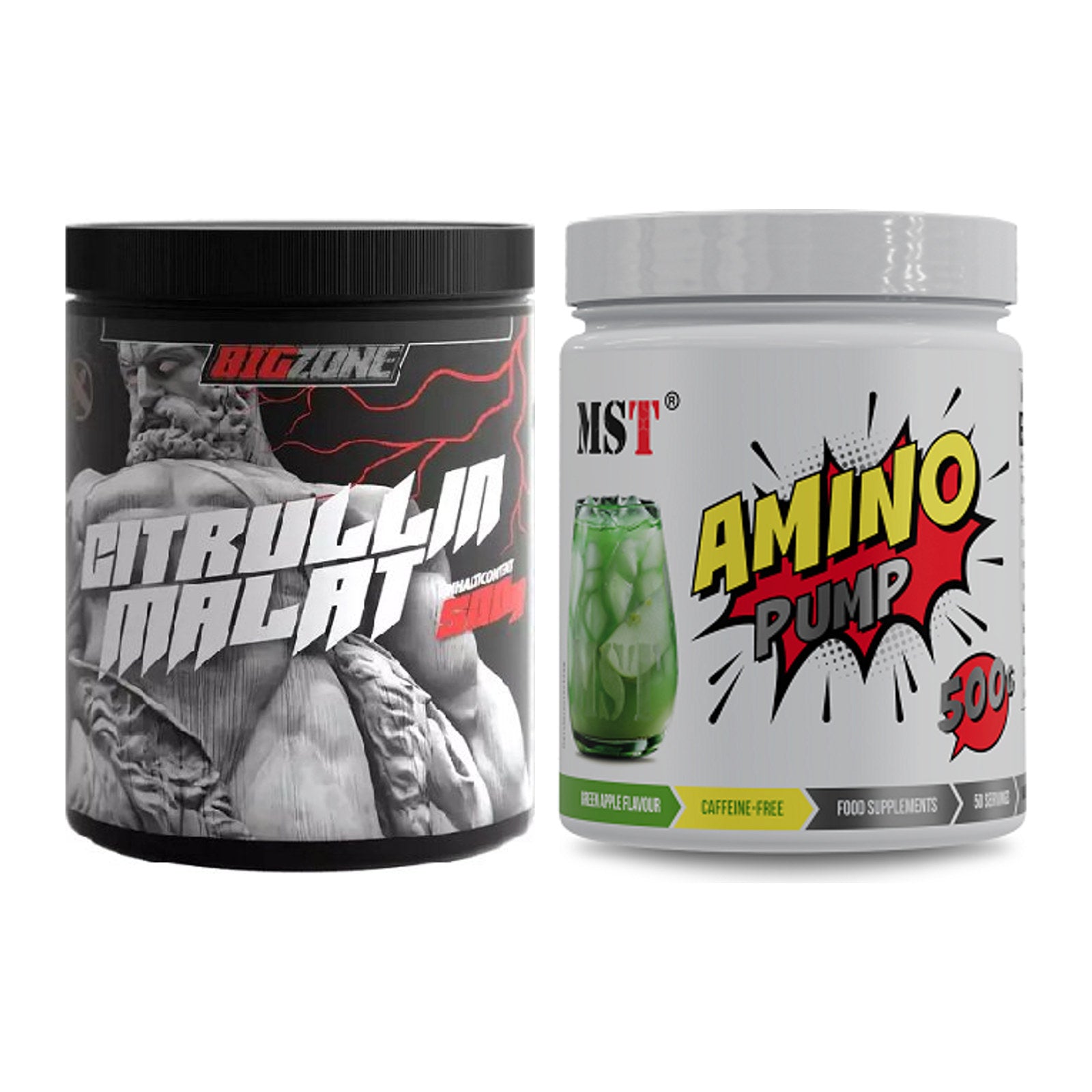 Pump-Set: Big Zone Citrullin Malat + MST Amino Pump (flavoured) 500g – alle enthaltenen Artikel