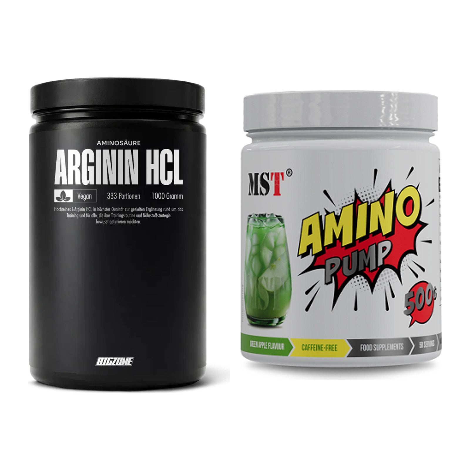 Pump-Set: Big Zone L-Arginin + MST Amino Pump (flavoured) – alle enthaltenen Artikel