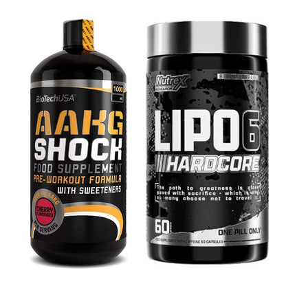 Pump-Set: BioTech AAKG Shock Extreme + Nutrex Lipo 6 Hardcore – alle enthaltenen Artikel