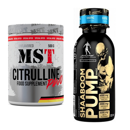 Pump-Set: MST Citrulline Malat 500g + Kevin Levrone Shaaboom Pump Shot – alle enthaltenen Artikel