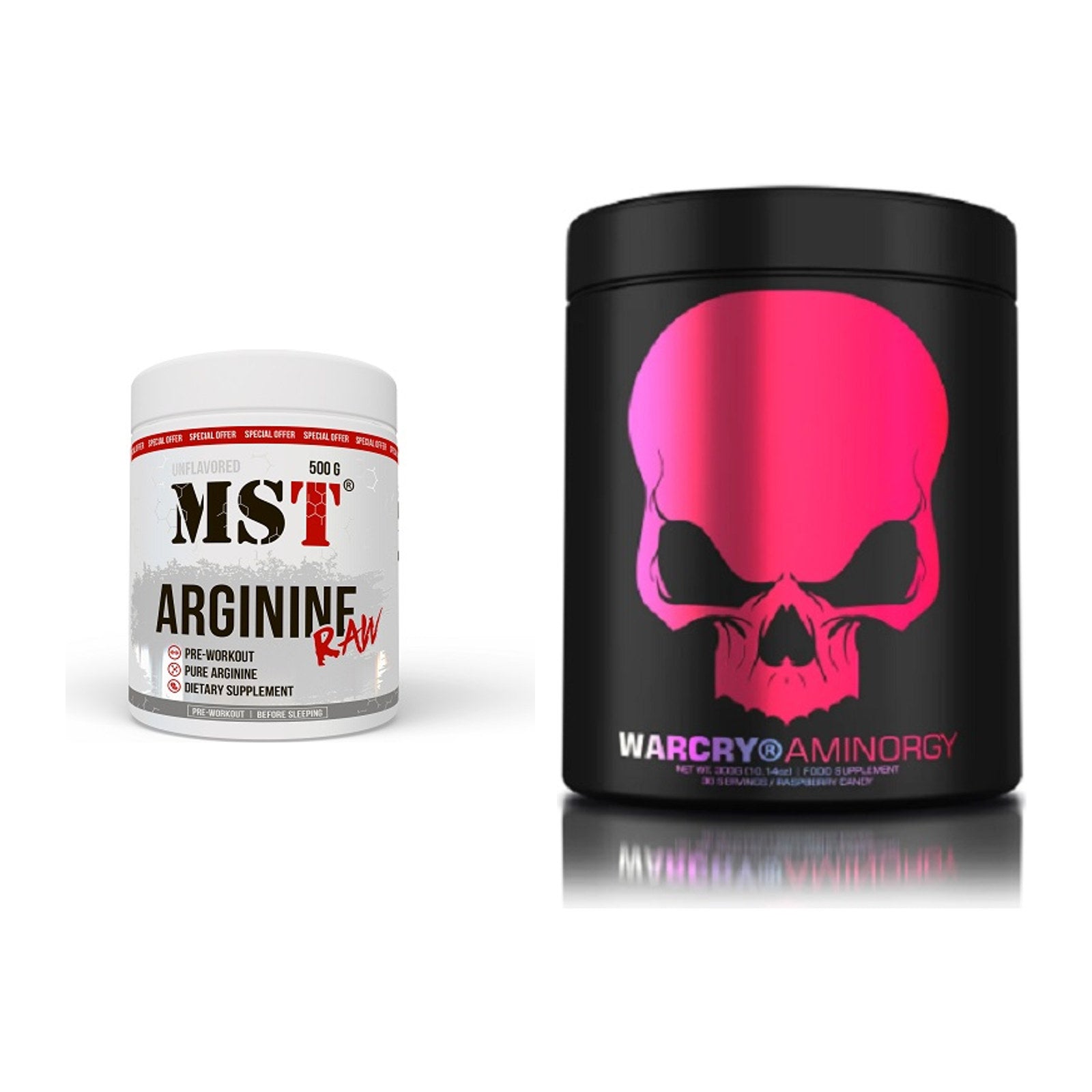 Pump-Set: MST Arginine RAW + Genius Nutrition Warcry AminoRGY – alle enthaltenen Artikel