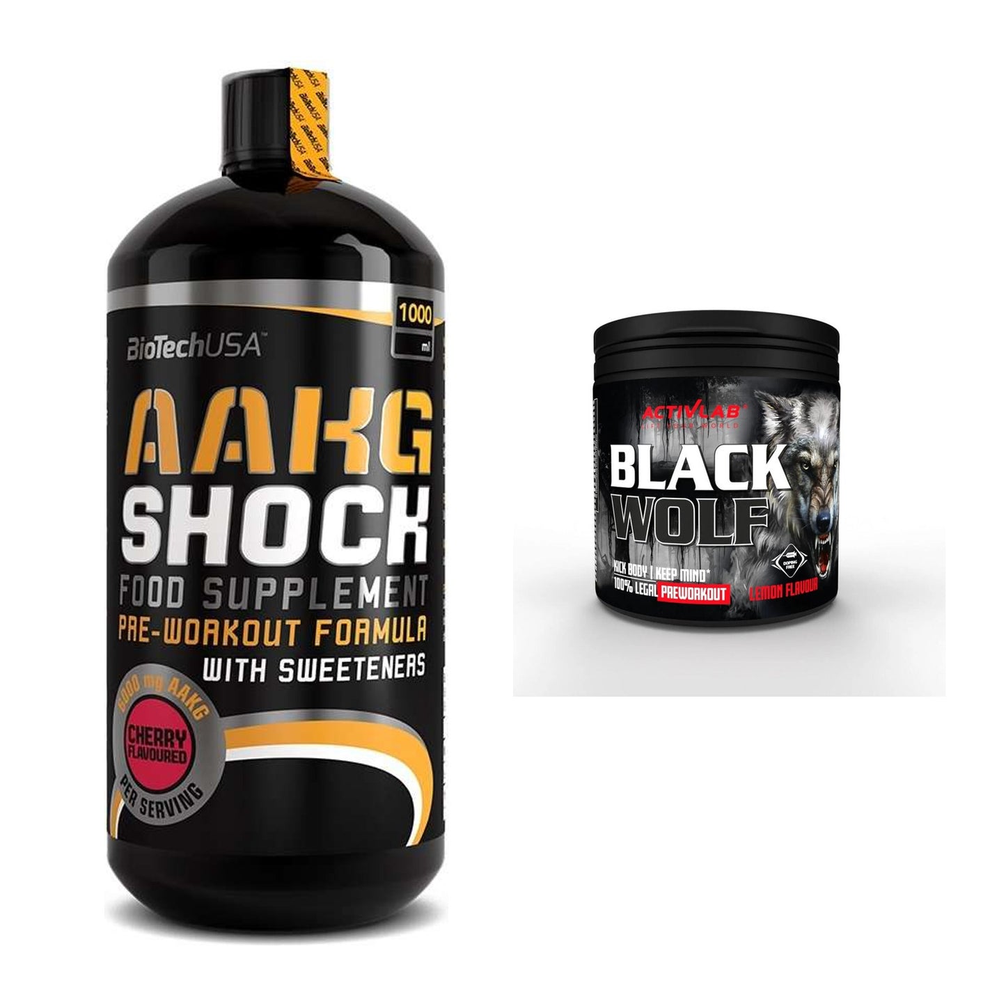Pump-Set: BioTech AAKG Shock Extreme + Activlab Black Wolf Pre-Workout – alle enthaltenen Artikel