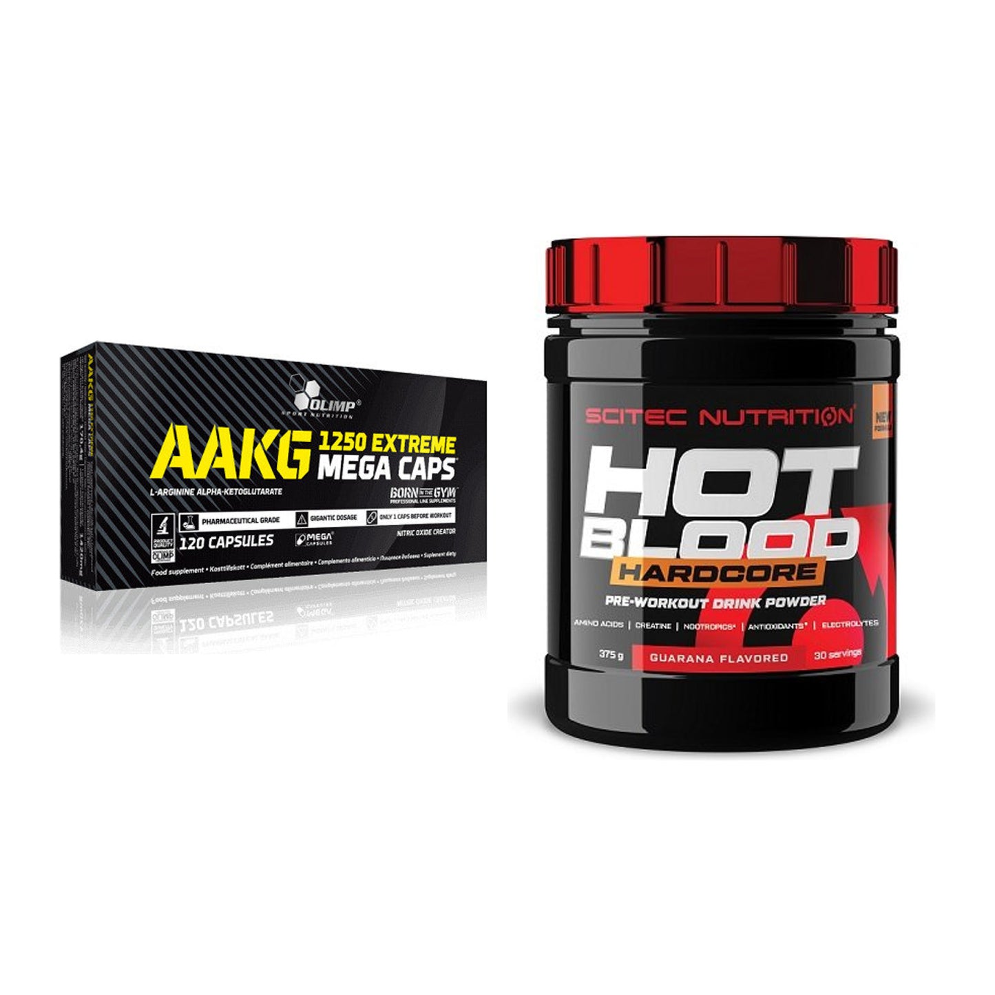 Pump-Set: Olimp AAKG Extreme Mega Caps + Scitec Hot Blood Hardcore – alle enthaltenen Artikel