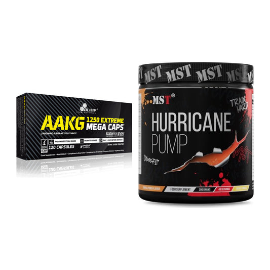 Pump-Set: Olimp AAKG Extreme Mega Caps + MST Hurricane Pump – alle enthaltenen Artikel