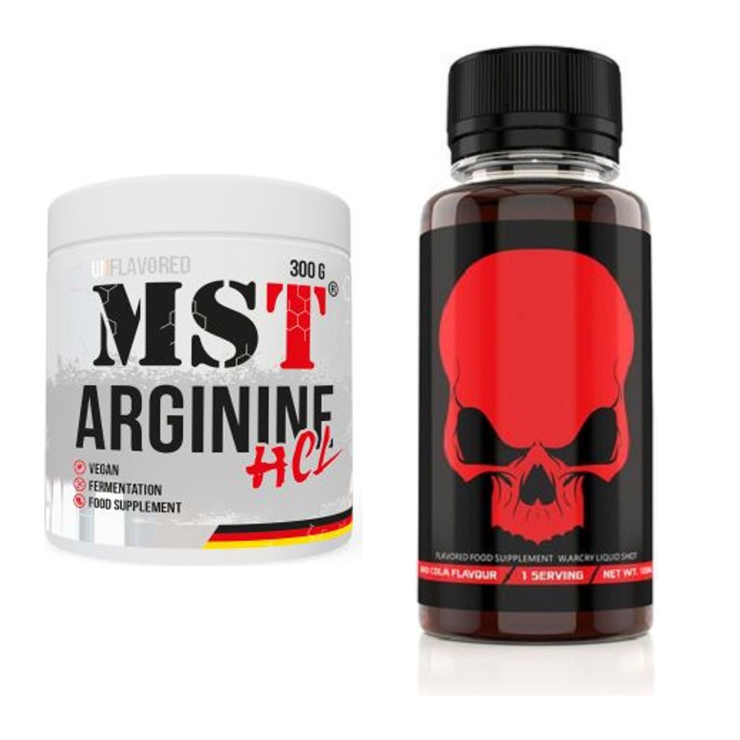 Pump-Set: MST Arginine HCL + Genius Nutrition Warcry Liquid – alle enthaltenen Artikel