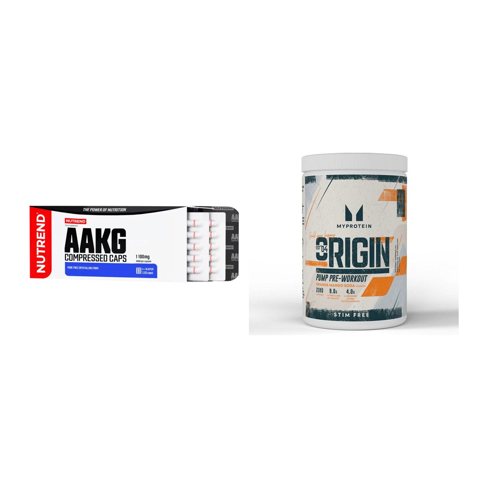 Pump-Set: Nutrend AAKG Compressed + MyProtein Origin Pump – alle enthaltenen Artikel