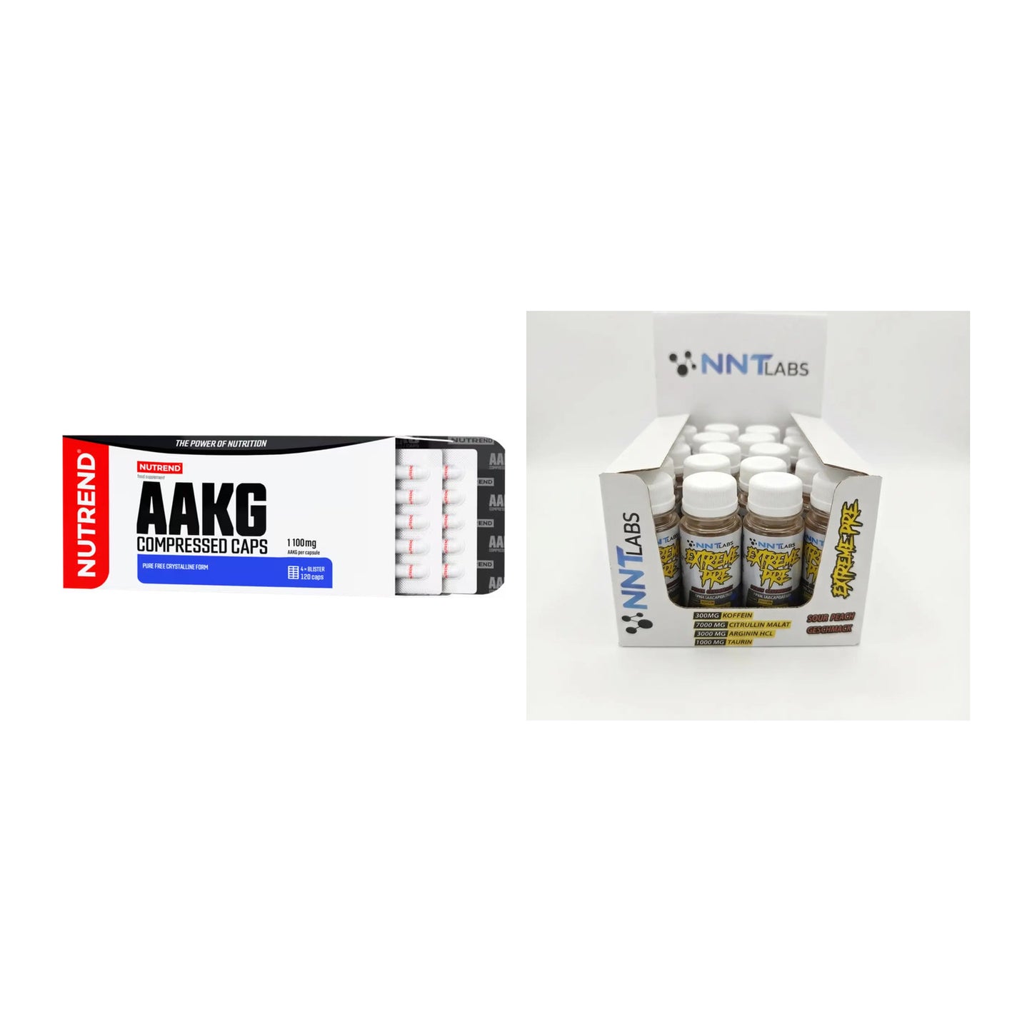Pump-Set: Nutrend AAKG Compressed + NNT Extreme Pre-Workout Shot – alle enthaltenen Artikel