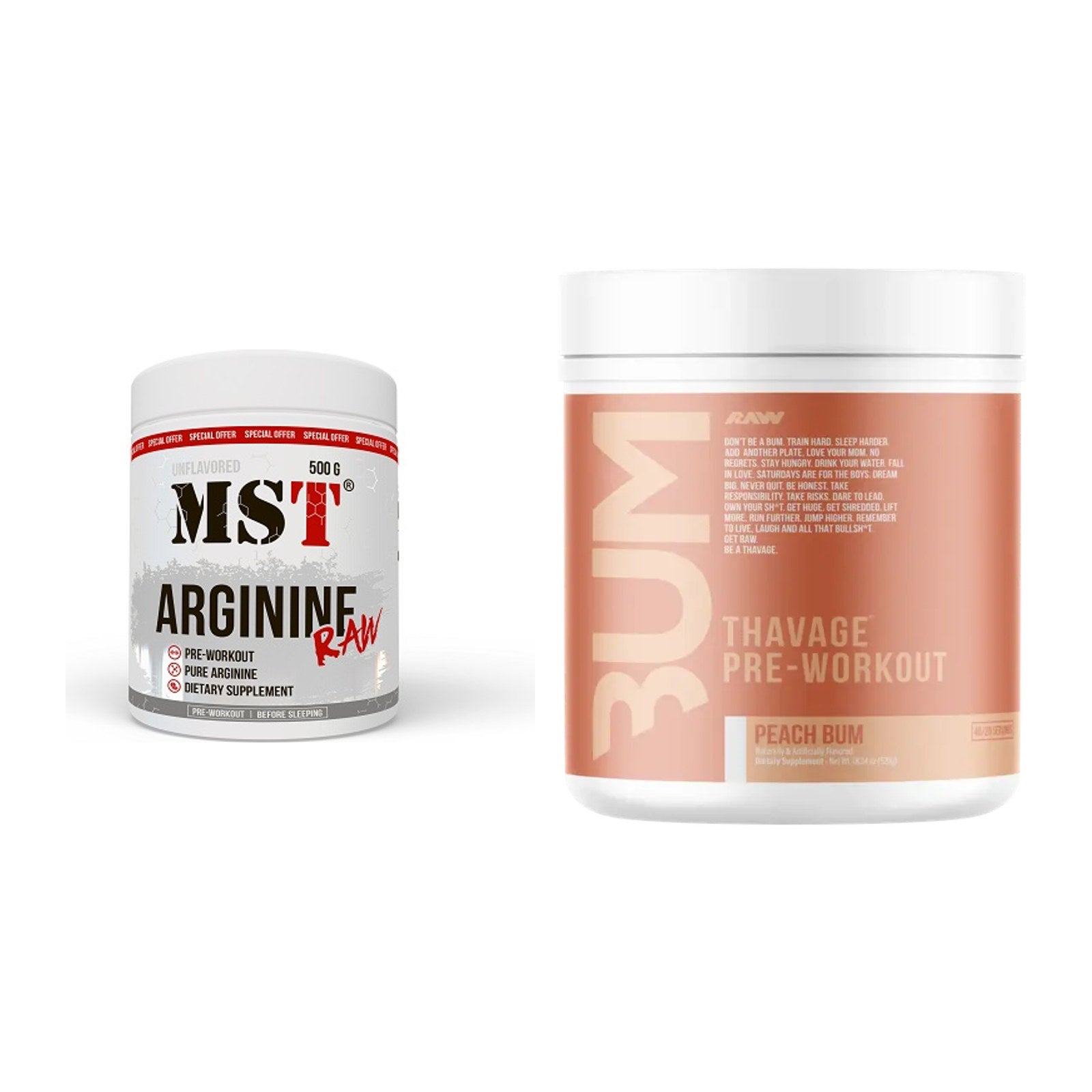 Pump-Set: MST Arginine RAW + RAW Nutrition CBUM Thavage – alle enthaltenen Artikel