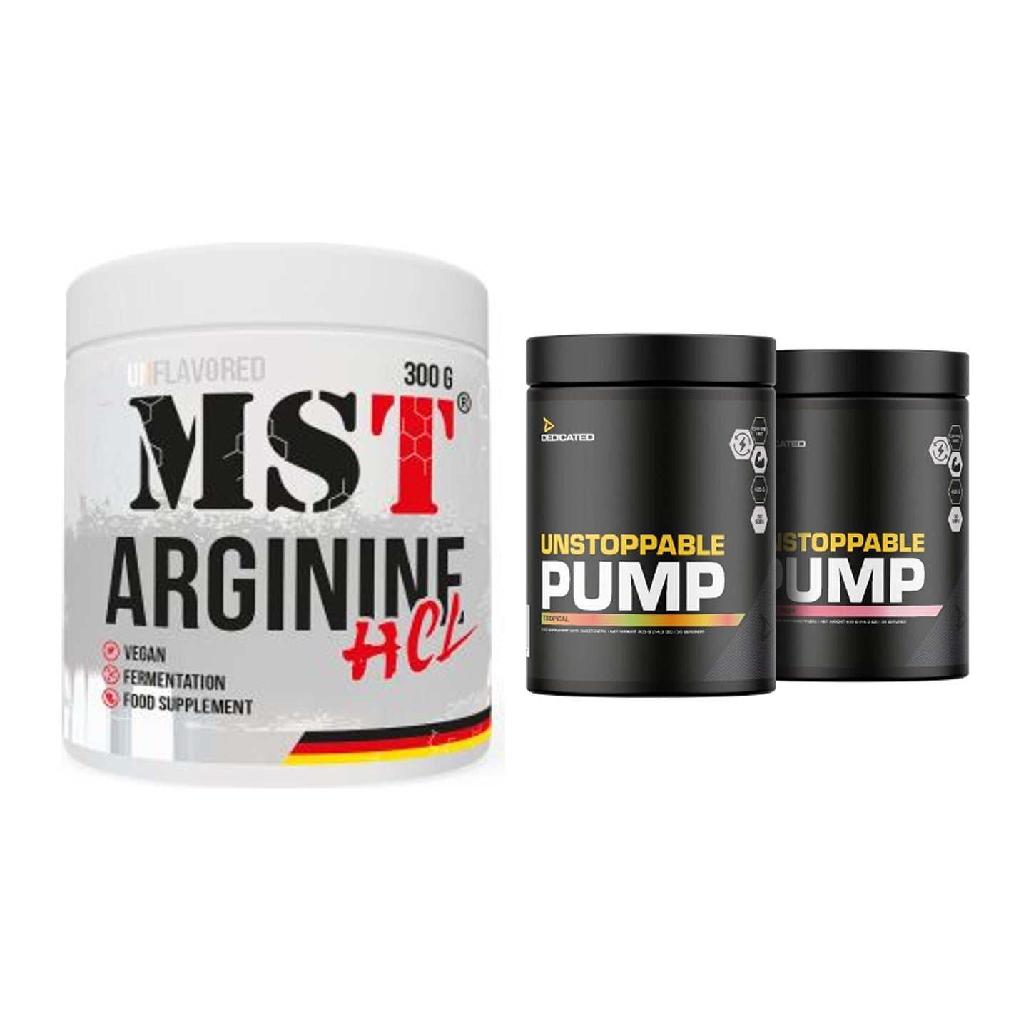 Pump-Set: MST Arginine HCL + Dedicated Unstoppable Pump – alle enthaltenen Artikel