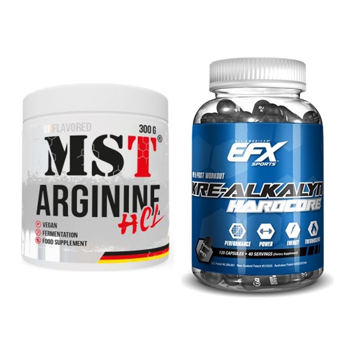 Pump-Set: MST Arginine HCL + EFX Kre-Alkalyn Hardcore – alle enthaltenen Artikel