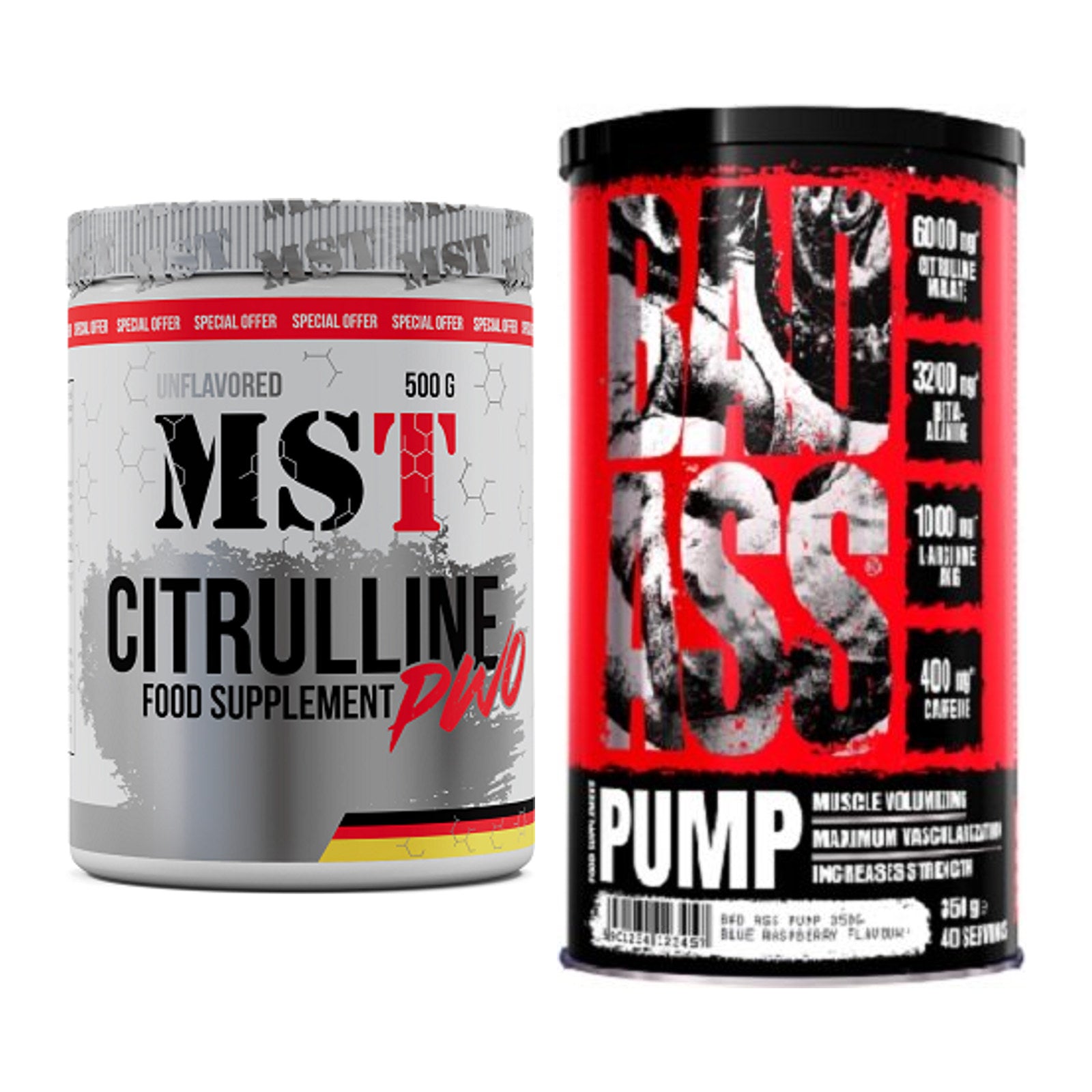 Pump-Set: MST Citrulline Malat 500g + BAD ASS Pump – alle enthaltenen Artikel