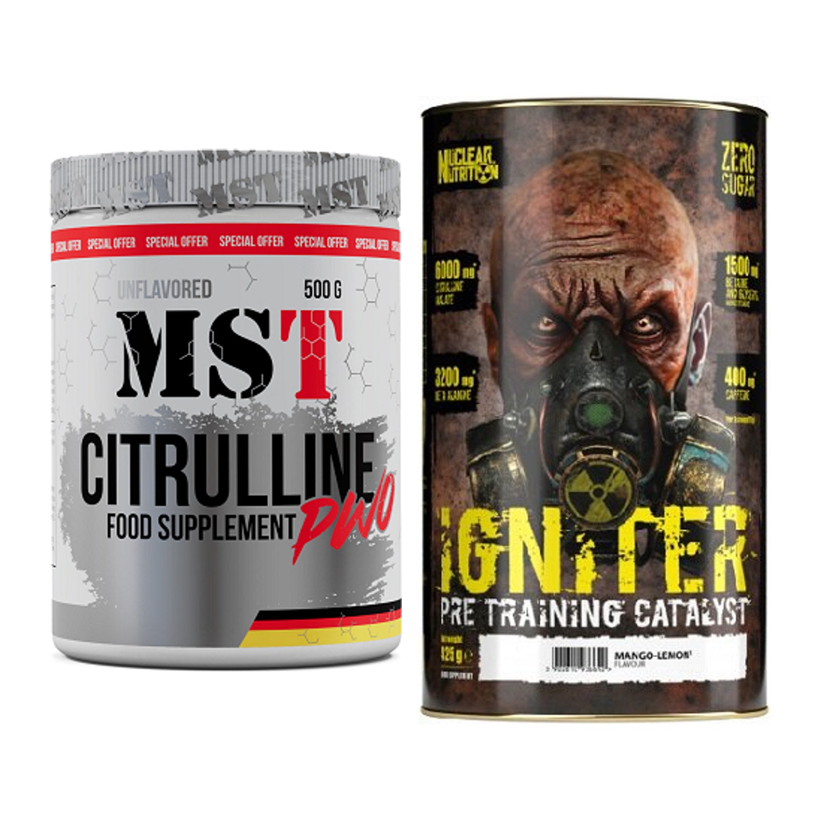 Pump-Set: MST Citrulline Malat 500g + Nuclear Nutrition IGNITER – alle enthaltenen Artikel