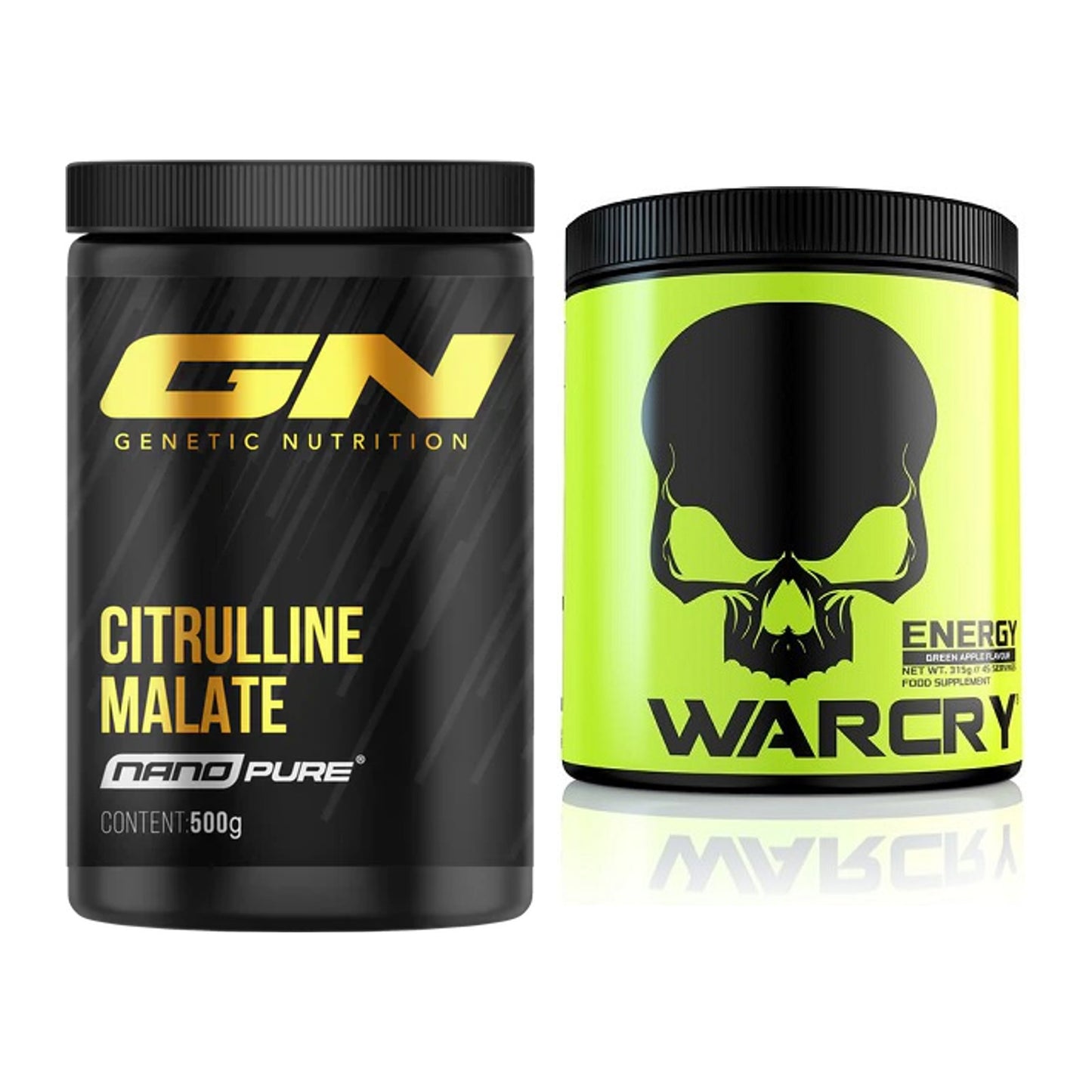 Pump-Set: GN Citrulline Malate + Genius Nutrition Warcry Energy – alle enthaltenen Artikel