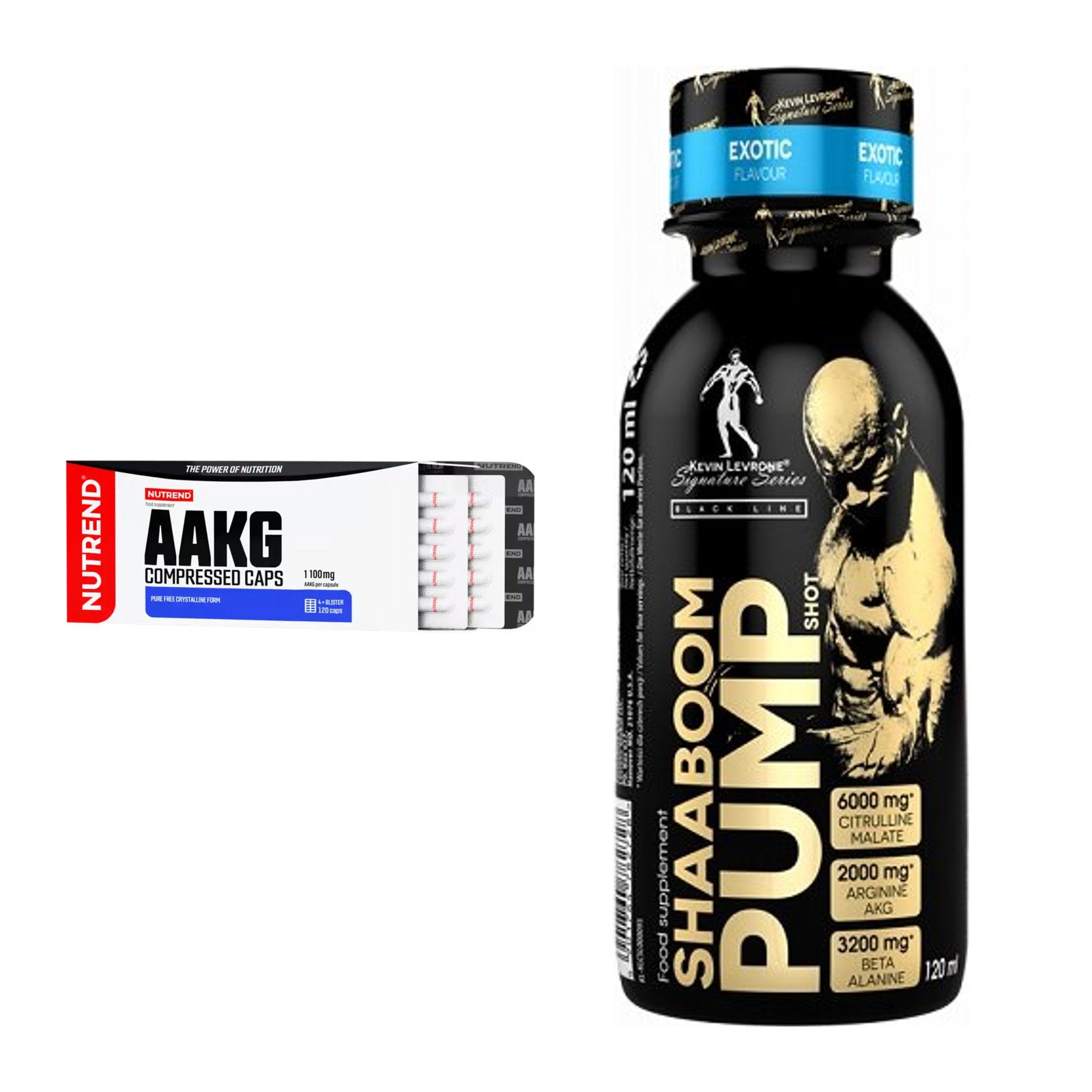 Pump-Set: Nutrend AAKG Compressed + Kevin Levrone Shaaboom Pump – alle enthaltenen Artikel