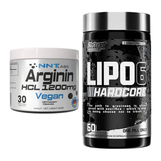 Pump-Set: NNT Arginin HCL 1200 mg + Nutrex Lipo 6 Hardcore – alle enthaltenen Artikel