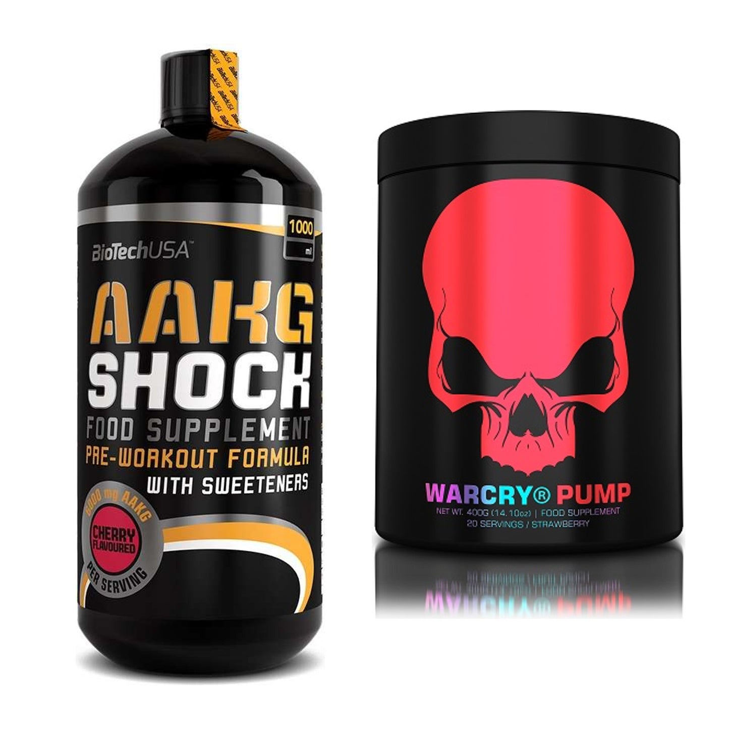 Pump-Set: BioTech AAKG Shock Extreme + Genius Nutrition Warcry PUMP – alle enthaltenen Artikel