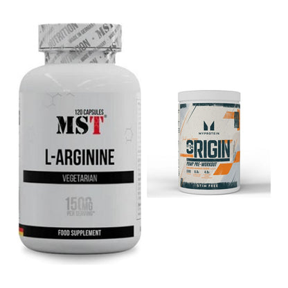 Pump-Set: MST L-Arginine 120 Kaps. + MyProtein Origin Pump Pre-Workout – alle enthaltenen Artikel